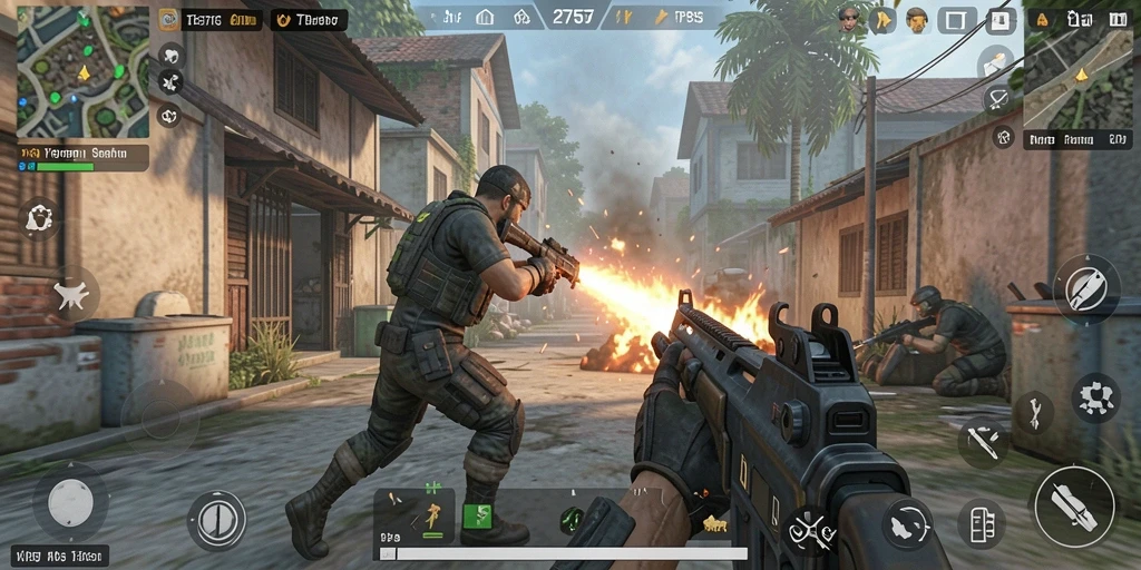 Tampilan gameplay seru dalam 2757 dengan aksi tembak-menembak.