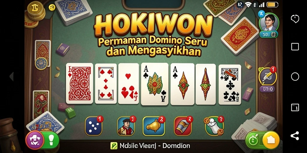 Tampilan utama HOKIWON dengan gameplay seru permainan domino.