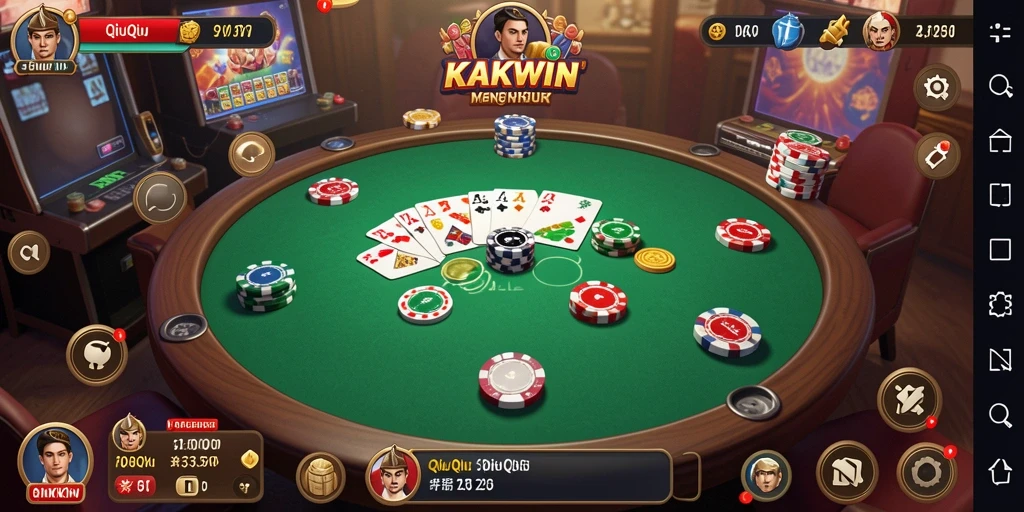Tampilan gameplay seru KAKWIN dengan kartu QiuQiu.