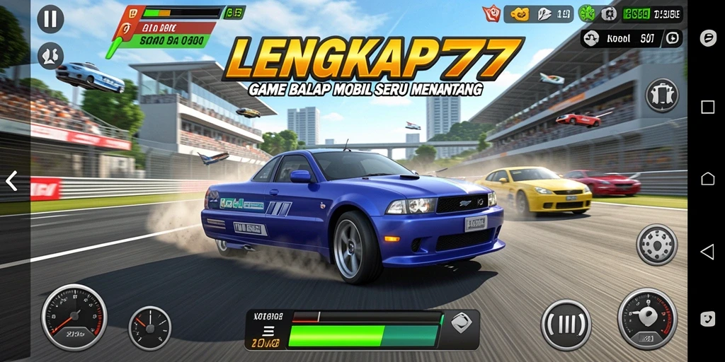 Tampilan utama LENGKAP777 menampilkan aksi balapan yang mendebarkan.
