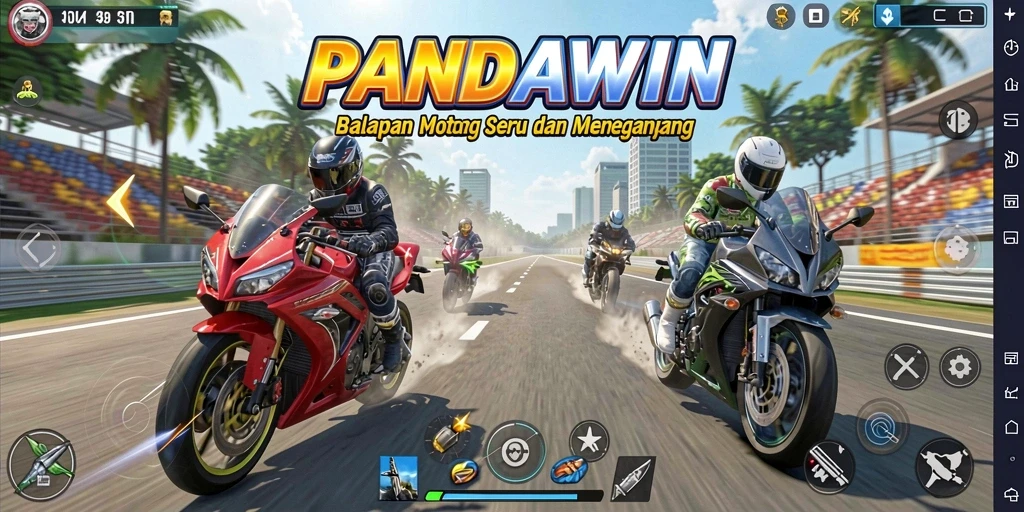 Tampilan gameplay seru dengan balapan motor yang menegangkan.