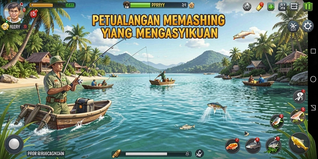 Tampilan gameplay PPRRYY yang mengasyikkan saat memancing di laut.