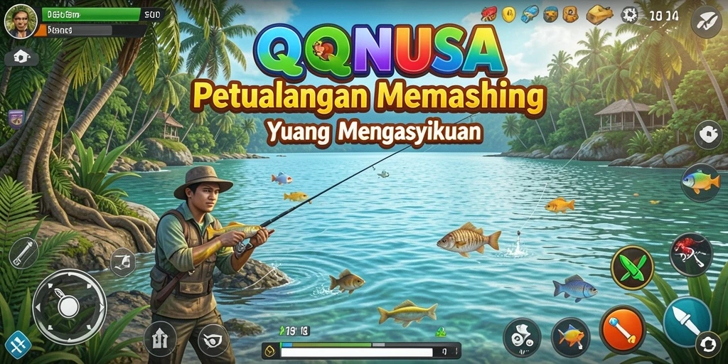 Gameplay seru QQNUSA yang menampilkan aksi memancing.